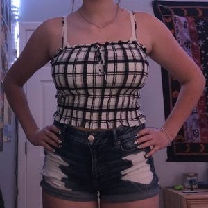 Black and White tank crop top